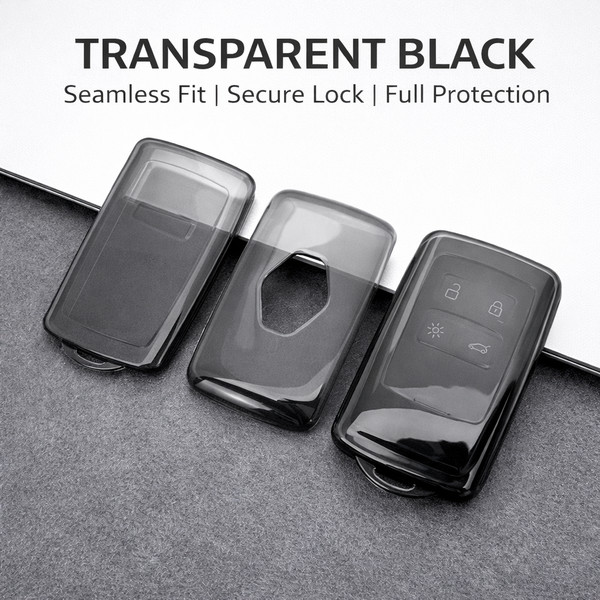JVCV® Soft TPU Transparent Cover – Compatible with Renault Keys (Transparent Black)