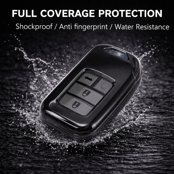 JVCV® Soft TPU Transparent Key Cover Compatible with Honda Car's Smart Key (Transparent Black)