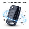 JVCV® Soft TPU Transparent Cover Compatible with Skoda Kushaq Taigun Tiguan Virtus Octavia Kodiaq Superb Folding Key (Transparent Black)