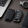 JVCV® Soft TPU Key Cover Combo (Matte Black + Transparent Black) – Compatible with Skoda Kushaq, Taigun, Tiguan, Virtus, Octavia, Kodiaq & Superb – Folding Key