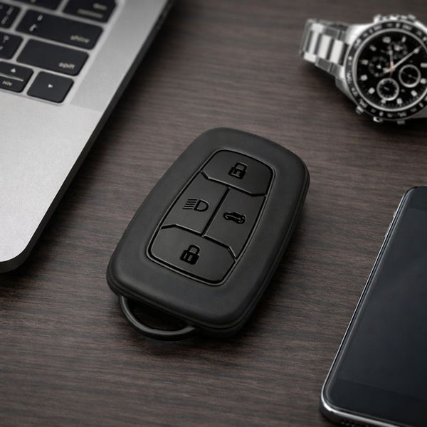 JVCV® Soft TPU Key Cover – Matte Black Pattern – Compatible with Tata Nexon EV, Harrier, Tiago EV, Altroz, Tigor, Safari & Punch – 4 Button Smart Key