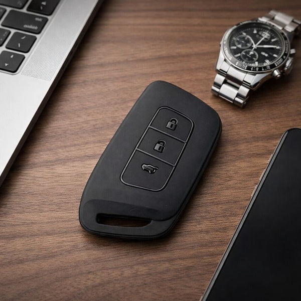 JVCV® Soft TPU Key Cover – Matte Black Pattern – Compatible with New MG Hector, Hector Plus, Windsor & Windsor Pro EV Smart Key