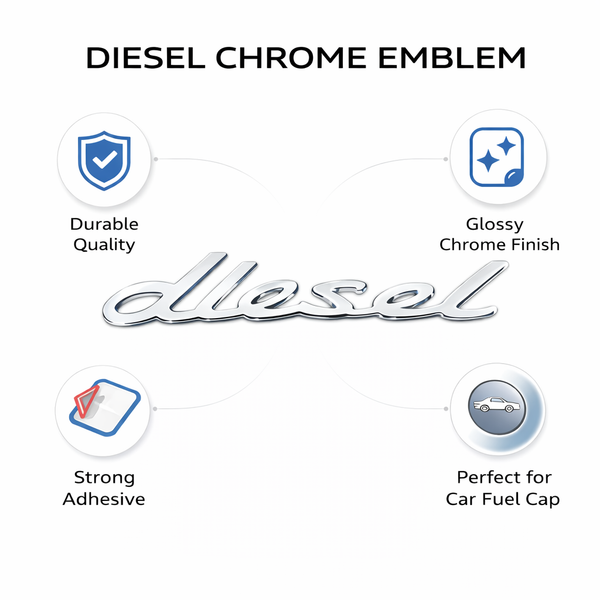 JVCV® 3D Metal Diesel Sticker – Chrome Emblem Badge for Car & Bike Fuel Tanks
