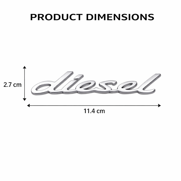 JVCV® 3D Metal Diesel Sticker – Chrome Emblem Badge for Car & Bike Fuel Tanks
