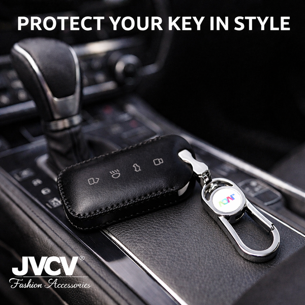 JVCV® Car Styling Soft Handmade Leather Key Cover Compatible with Tata Curvv and Curvv EV Smart Key