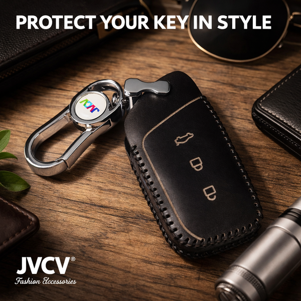 JVCV® Handmade Leather Car Key Cover – Compatible with New MG Hector, Hector Plus & Windsor EV Smart Key