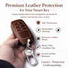 JVCV® Soft Handmade Leather Key Cover Compatible with Toyota 3‑Button Smart Key | Premium Leather & Matching Keychain | Elegant Scratch‑Resistant Protection