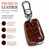 JVCV® Handmade Leather Crocodile Pattern Key Cover – Compatible with Skoda Kylaq, Slavia, Kushaq, Octavia, Kodiaq, Superb & VW Taigun, Tiguan, Virtus – Folding Key