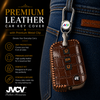 JVCV® Handmade Leather Crocodile Pattern Key Cover – Compatible with Skoda Kylaq, Slavia, Kushaq, Octavia, Kodiaq, Superb & VW Taigun, Tiguan, Virtus – Folding Key