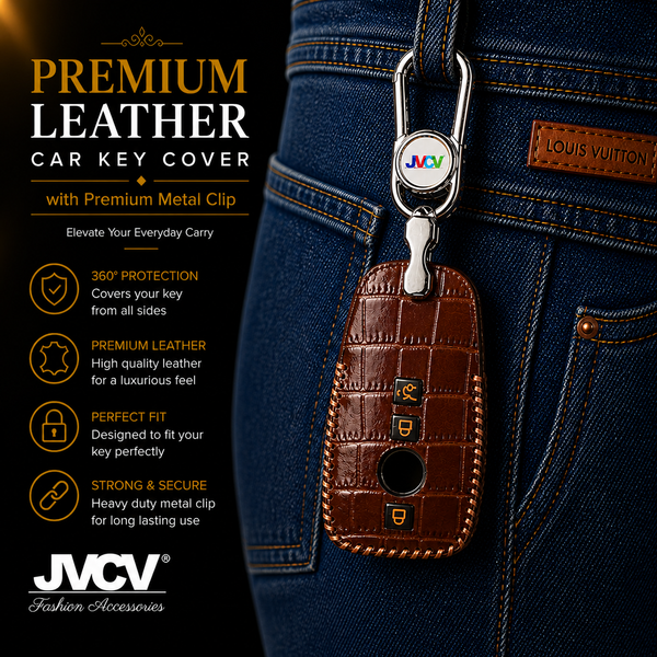 JVCV® Handmade Leather Crocodile Pattern Key Cover – Compatible with Mercedes-Benz E-Class, S-Class, A-Class, C-Class & G-Class Smart Key