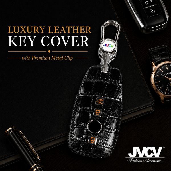 JVCV® Handmade Leather Crocodile Pattern Key Cover – Compatible with Mercedes-Benz E-Class, S-Class, A-Class, C-Class & G-Class Smart Key