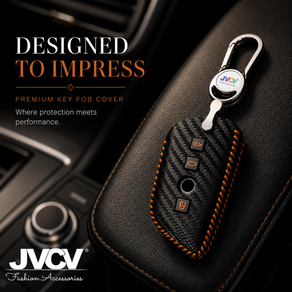 JVCV® Handmade Carbon-Fiber Pattern Leather Key Cover