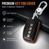 JVCV® Handmade Carbon-Fiber Pattern Leather Key Cover – Hyundai 4‑Button Smart Key (with Keychain)