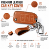 JVCV® Soft Handmade Lychee Pattern Leather Key Cover Compatible with Volkswagen Polo Vento Jetta Ameo Passat and Skoda Rapid Laura Superb Octavia Fabia Yeti Folding Key