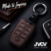 JVCV® Soft Handmade Leather Key Cover Compatible with Kia Sonet Seltos Carens 4 Button Smart Key