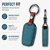 JVCV® Soft Handmade Leather Key Cover Compatible with Kia Sonet Seltos Carens 4 Button Smart Key