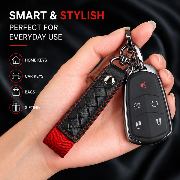 JVCV® Braided Leather & Alloy Keychain – Horseshoe‑Buckle Universal Organizer with Efficient Screw D‑Ring & Zinc‑Alloy Hook (Men & Women)