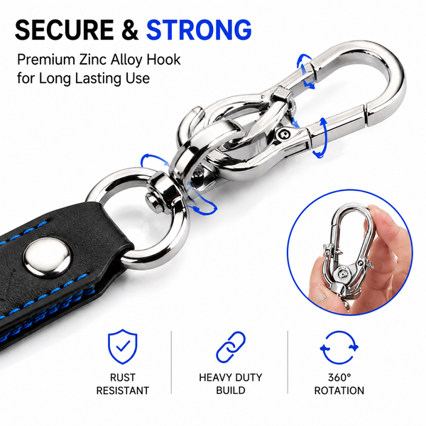 JVCV® Braided Leather & Alloy Keychain – Horseshoe‑Buckle Universal Organizer with Efficient Screw D‑Ring & Zinc‑Alloy Hook (Men & Women)