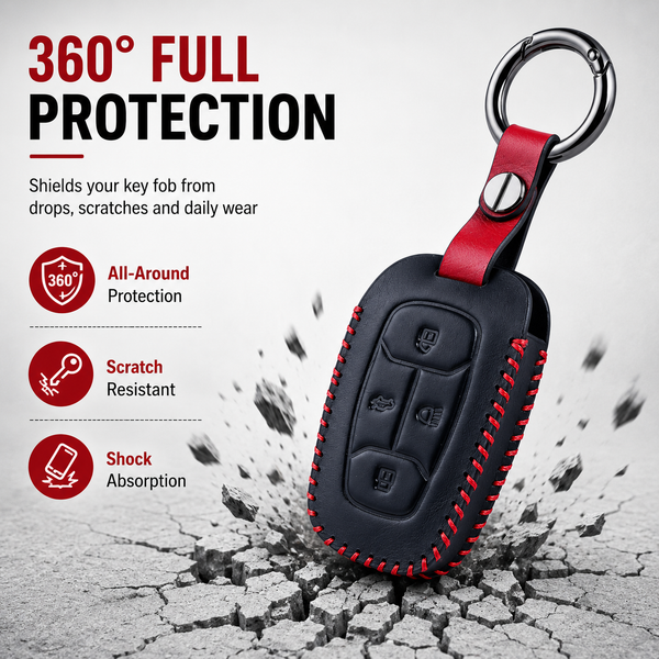 JVCV® Handmade Leather Key Cover – Premium Protective Case – Compatible with Tata Nexon, Harrier, Tiago EV, Altroz, Tigor, Safari, Nexon EV, Punch & Punch EV – 4 Button Smart Key
