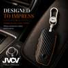 JVCV® Handmade Carbon Fiber Pattern Leather Key Cover Compatible with BMW 2023 New 7 Series 740i 760i X1 X7 XM IX I7 X5 Smart Key – Black Orange