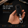 JVCV® Handmade Carbon Fiber Pattern Leather Key Cover Compatible with BMW 2023 New 7 Series 740i 760i X1 X7 XM IX I7 X5 Smart Key – Black Orange