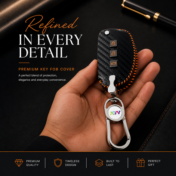 JVCV® Handmade Carbon-Fiber Pattern Leather Key Cover