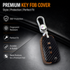 Carbon Fiber Leather Car Key Cover for Hyundai i20, Kona, Verna 3 Button Flip Key - Premium PU Case with Keychain