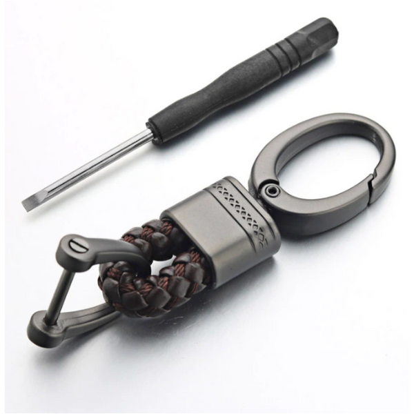 2 Pack Genuine Leather Keychain with Zinc Alloy Buckle Keyring