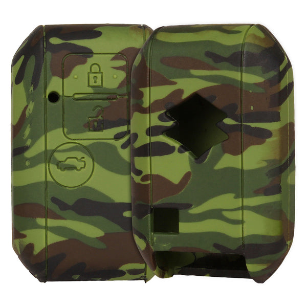 Car Styling Soft Silicone Camouflage Smart Key Cover Fit for Maruti Suzuki Dzire Swift Ertiga - (Green Camouflage)