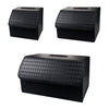 JVCV® Stylish Embossed PU Leather Car Trunk Organizer – Foldable Multipurpose Car Boot Storage Box with Handle
