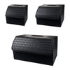 JVCV® Stylish Embossed PU Leather Car Trunk Organizer – Foldable Multipurpose Car Boot Storage Box with Handle