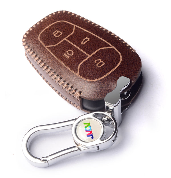 JVCV® Handmade Leather Car Key Cover – Compatible with Tata Motors Smart Key