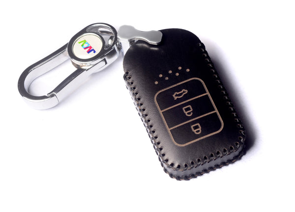 JVCV® Handmade Leather Car Key Cover – Compatible with Honda City, Elevate, Civic, Jazz, Amaze, CR-V, WR-V, BR-V – 3/4 Button Smart Key