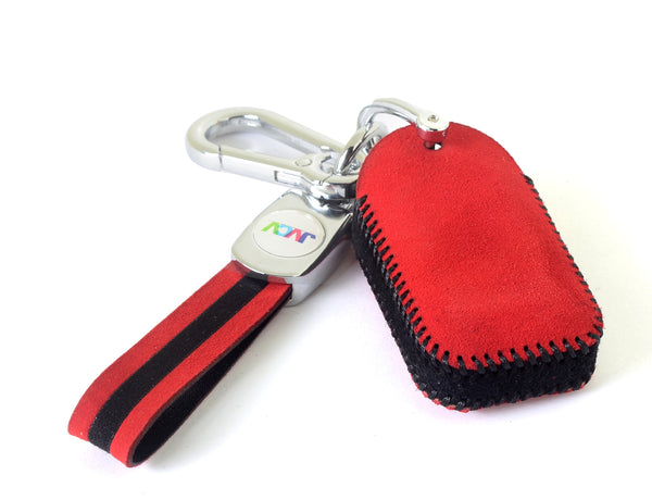 JVCV® Suede Leather Key Cover for Suzuki & Toyota Smart Keys – Compatible with Jimny, Grand Vitara, Baleno, Fronx, Swift, Glanza, Hyryder & More