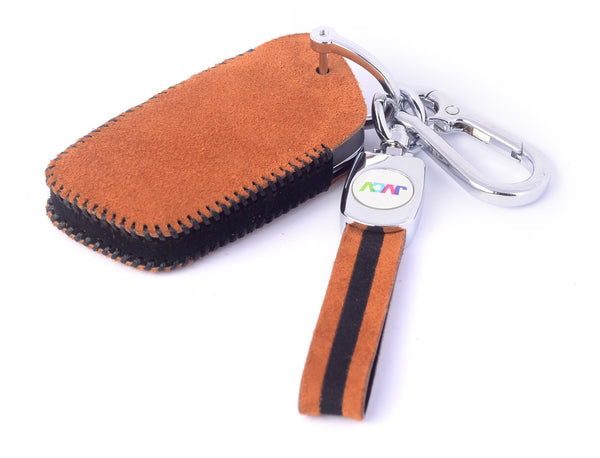 JVCV® Suede Leather Key Cover for MG Hector, Hector Plus & Windsor EV – Premium Smart Key Protection with Keychain Loop