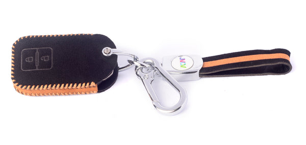 JVCV® Suede Leather Key Cover for Suzuki & Toyota Smart Keys – Compatible with Jimny, Grand Vitara, Baleno, Fronx, Swift, Glanza, Hyryder & More