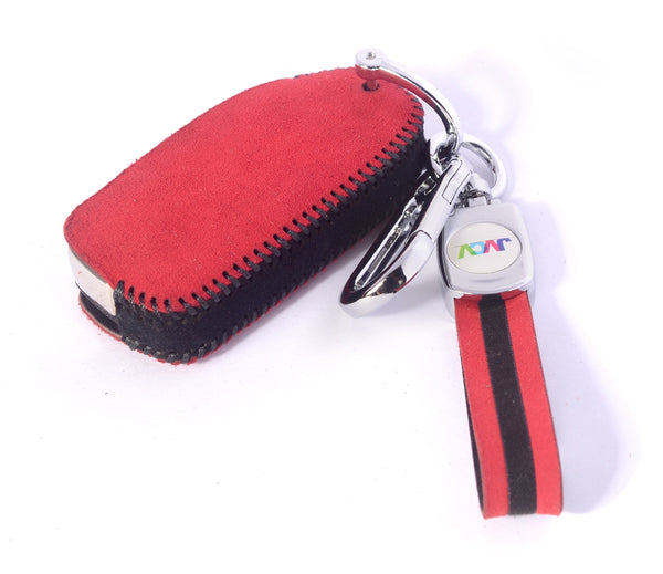 JVCV® Suede Leather Key Cover for Tata Flip Keys – Compatible with Curvv, Tiago, Tigor, Punch, Nexon, Hexa, Safari & More