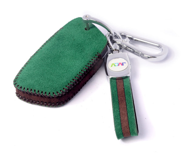 JVCV® Suede Leather Key Cover for MG Hector, Hector Plus & Windsor EV – Premium Smart Key Protection with Keychain Loop