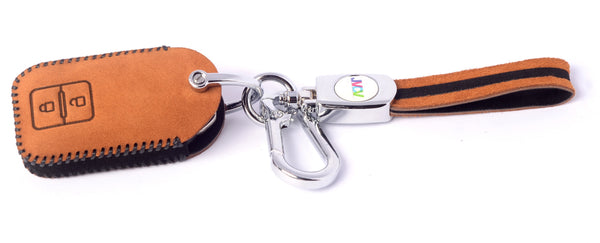 JVCV® Suede Leather Key Cover for Suzuki & Toyota Smart Keys – Compatible with Jimny, Grand Vitara, Baleno, Fronx, Swift, Glanza, Hyryder & More