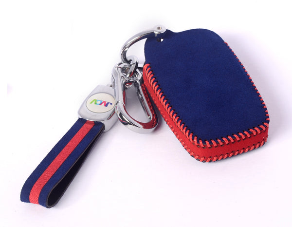 JVCV® Suede Leather Key Cover for Toyota Smart Keys – Compatible with Fortuner, Legender, Innova Crysta, HyCross, Hilux, Land Cruiser (2B/3B)