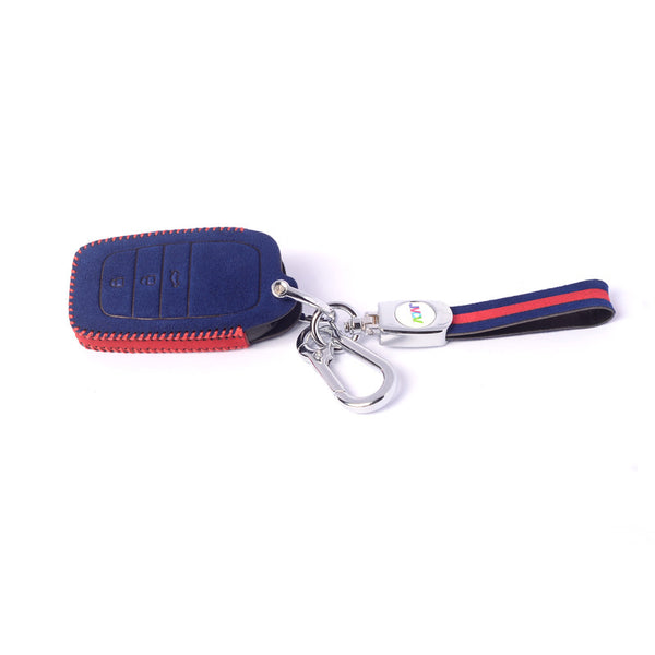 JVCV® Suede Leather Key Cover for Toyota Smart Keys – Compatible with Fortuner, Legender, Innova Crysta, HyCross, Hilux, Land Cruiser (2B/3B)