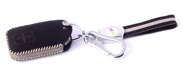 JVCV® Suede Leather Key Cover for Suzuki & Toyota Smart Keys – Compatible with Jimny, Grand Vitara, Baleno, Fronx, Swift, Glanza, Hyryder & More