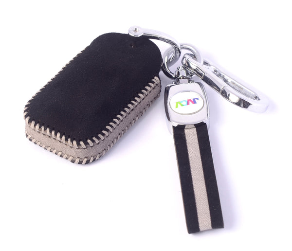 JVCV® Suede Leather Key Cover for Suzuki & Toyota Smart Keys – Compatible with Jimny, Grand Vitara, Baleno, Fronx, Swift, Glanza, Hyryder & More