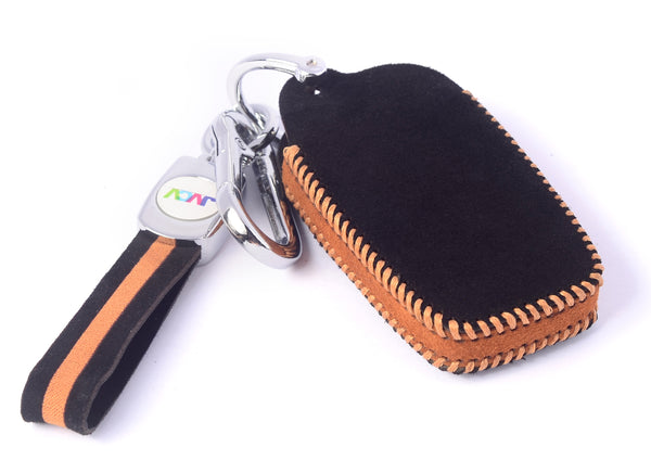 JVCV® Suede Leather Key Cover for Toyota Smart Keys – Compatible with Fortuner, Legender, Innova Crysta, HyCross, Hilux, Land Cruiser (2B/3B)