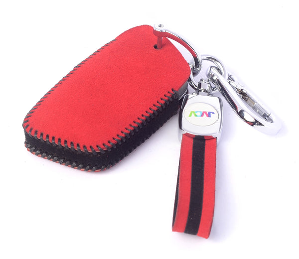 JVCV® Suede Leather Key Cover for MG Hector, Hector Plus & Windsor EV – Premium Smart Key Protection with Keychain Loop
