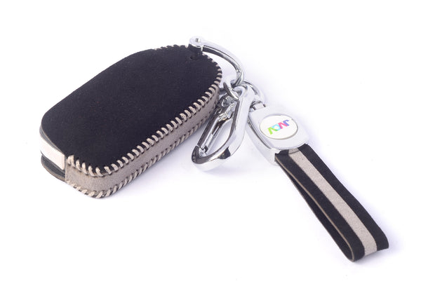 JVCV® Suede Leather Key Cover for Tata Flip Keys – Compatible with Curvv, Tiago, Tigor, Punch, Nexon, Hexa, Safari & More