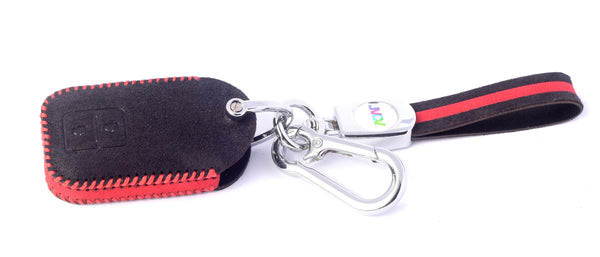 JVCV® Suede Leather Key Cover for Suzuki & Toyota Smart Keys – Compatible with Jimny, Grand Vitara, Baleno, Fronx, Swift, Glanza, Hyryder & More
