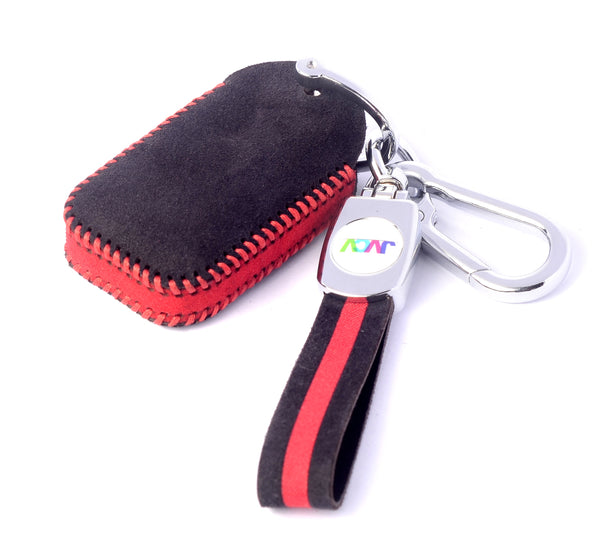 JVCV® Suede Leather Key Cover for Suzuki & Toyota Smart Keys – Compatible with Jimny, Grand Vitara, Baleno, Fronx, Swift, Glanza, Hyryder & More