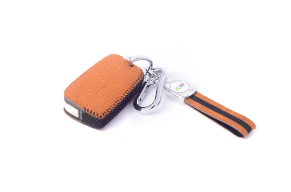 JVCV® Suede Leather Key Cover for Skoda & VW Folding Keys – Premium Protector for Kushaq, Slavia, Virtus, Octavia, Tiguan & More