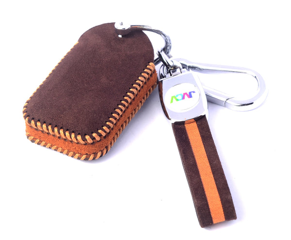JVCV® Suede Leather Key Cover for Suzuki & Toyota Smart Keys – Compatible with Jimny, Grand Vitara, Baleno, Fronx, Swift, Glanza, Hyryder & More